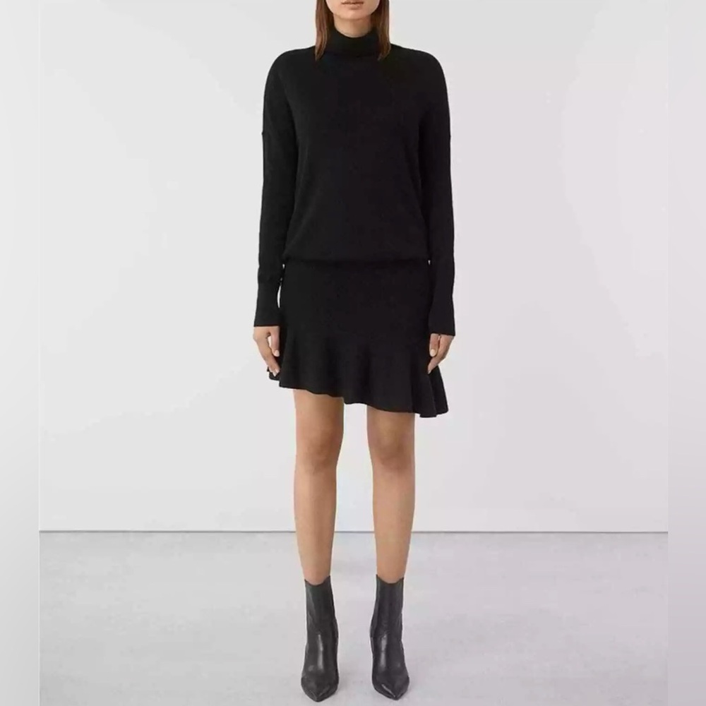 AllSaints Hava Wool/Cashmere Turtleneck Sweater Dress - Black